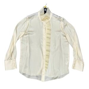 Carlisle Collection 100% Silk Ivory Blouse with Pleated Detail - Size 14